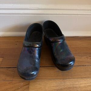 Dansko Black Iridescent Slip-On Clogs